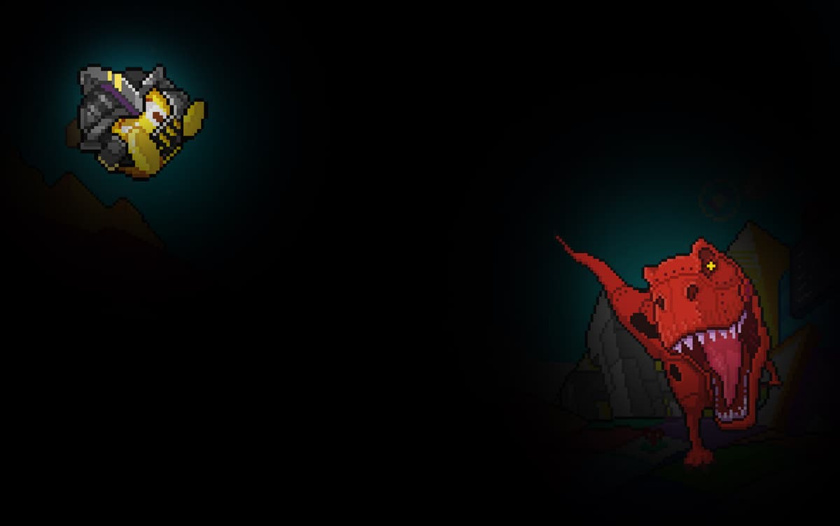 button & pixel Tyrannosaurus Rex