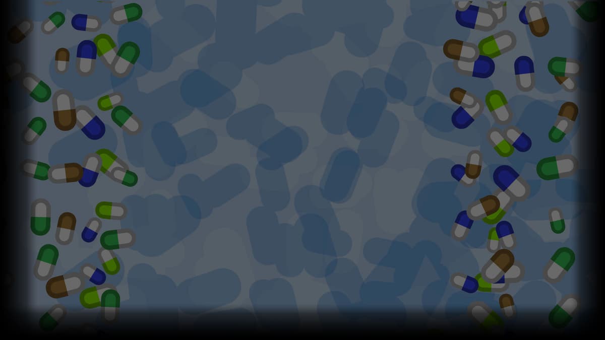 Background heavily filled with pills