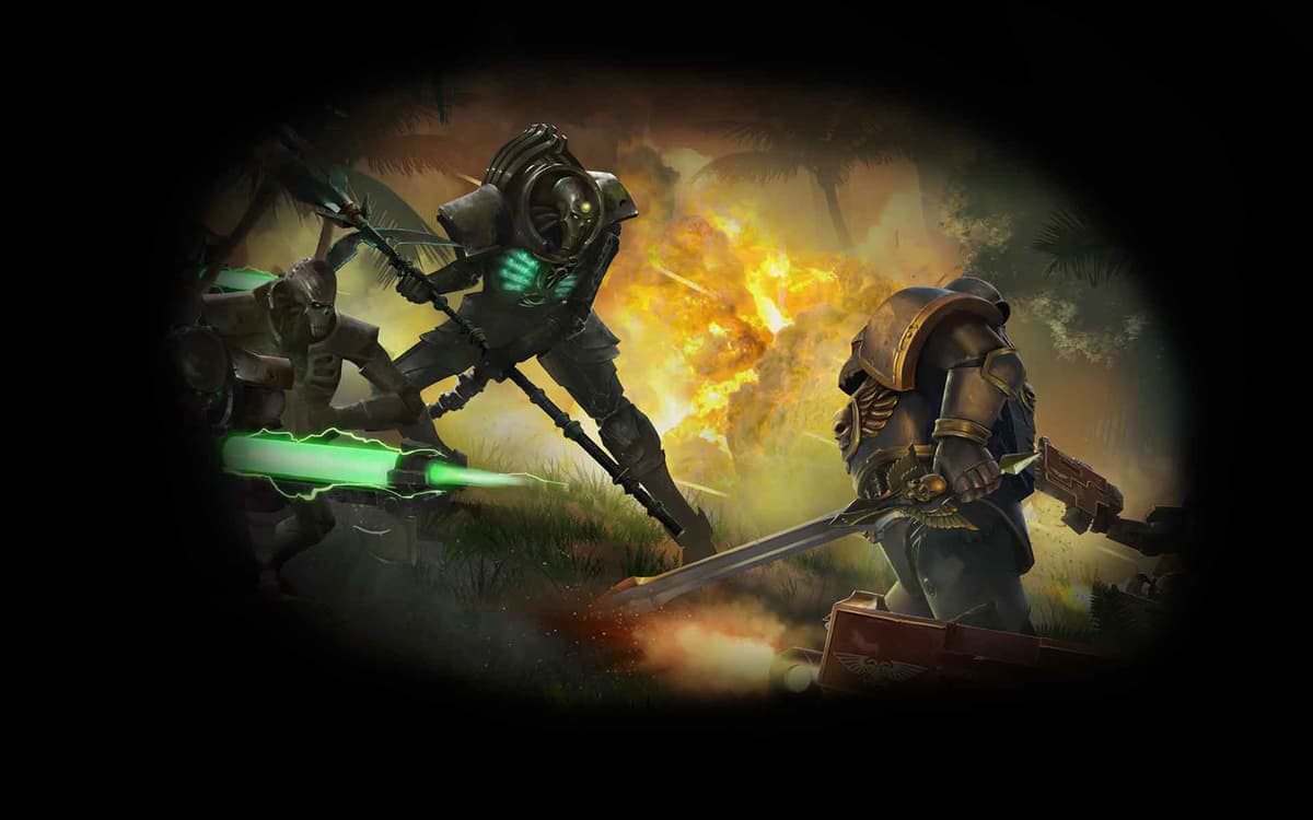 Space Marines vs Necrons (Profile Background)