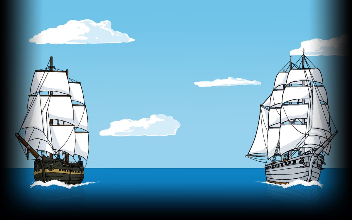Brig engaging barque