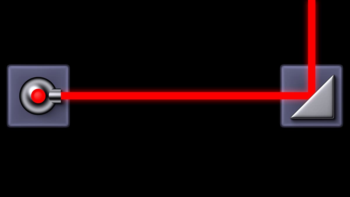 Emitted Laser Reflected by Mirror