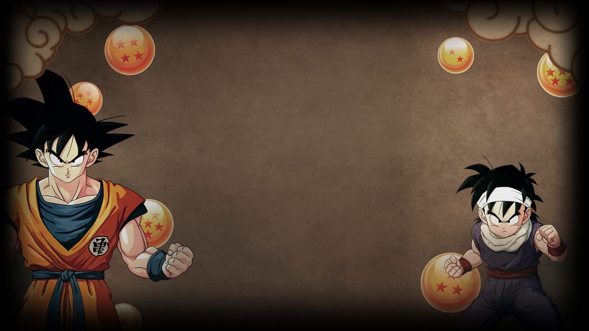 Goku and Gohan with Dragon Balls
